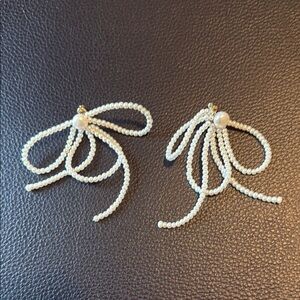 Anthropologie Pearl Bow Earrings